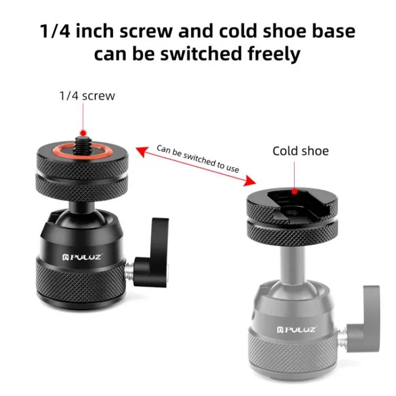 PULUZ guľová hlava pre kameru 3D 1/4 inch závit 2x kaltgeräteschuh ISO do 3 kg PU1057B