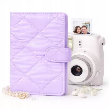 LOVEINSTANT fotoalbum na 108 fotografií kompatibilný s Fujifilm Instax Mini 12 40 11 9 8 7 Evo LiPlay Link, fialový prešívaný