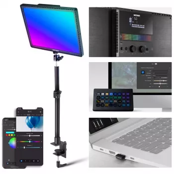 NEEWER GL1C RGB LED videopanel 48W s nastaviteľným svetelným statívom, CRI≥97, 2,4G diaľkový ovládač a ovládanie aplikáciou pre streaming a gaming