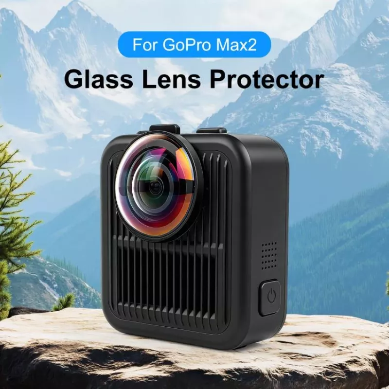 PULUZ 2x tvrdené sklo ochrana objektívu pre GoPro Max 2 - čierny rám