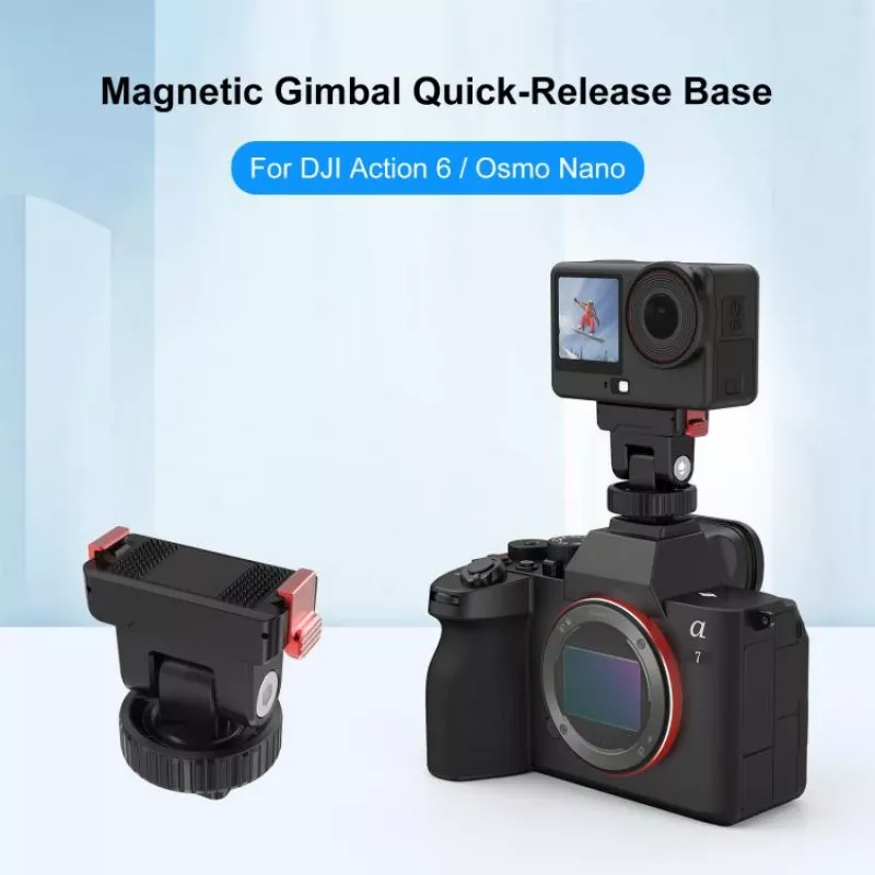 PULUZ PU1071B Magnetický držiak s rýchlouvoľnením 1/4 a ISO pre DJI Osmo Action 6 / Nano