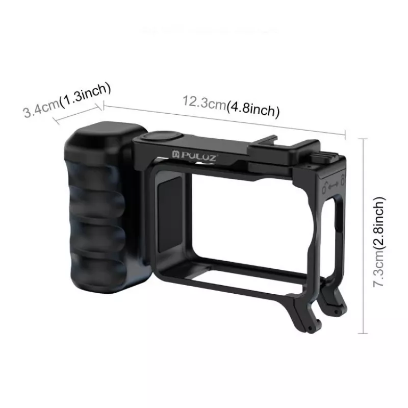 PULUZ rámový držiak + rukoväť + adaptér na kamerovú pätku pre DJI Osmo Action 6 / PU1096B