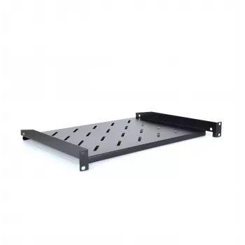 RACKTEL RL-PD600S 1U 19-palcová predná montážna racková polica, hĺbka 600 mm, nosnosť 20 kg, čierna (RAL 9005)