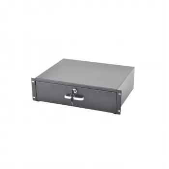 RACKTEL RL-SZ3U 3U výsuvný zásuvka pre 19-palcové racky, čierna (RAL 9005)