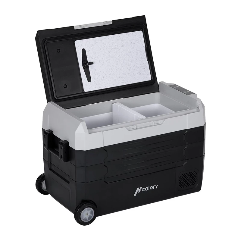 HCALORY D55M+ Car Cooler s Bluetooth, 55L, kompresor, -20°C až +20°C, DC 12V/24V, AC 100-240V, čierna