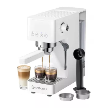 AMZCHEF CE-EM3131-WT piestový kávovar (biela) - 20 Bar espressomaschine s parnou tryskou