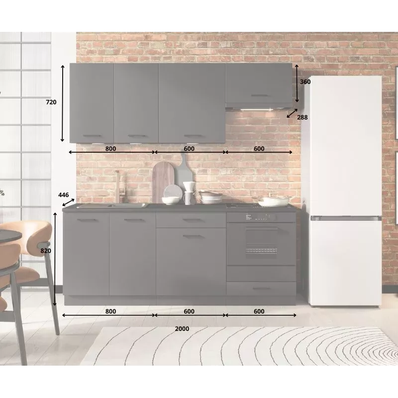 STOLKAR Cosmo Design ANIKA Graphite/Graphite 2.0 sada kuchynského nábytku - 6-dielna