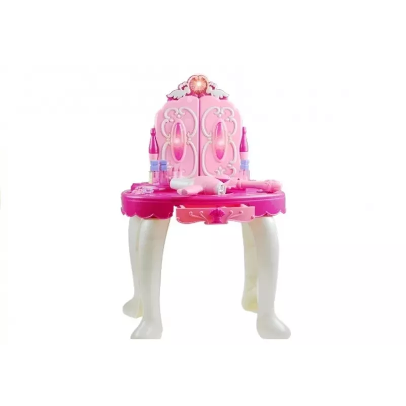 LEAN TOYS Toaletný stolík so svetlom a zvukom, stolička, MP3 vstup, mágia