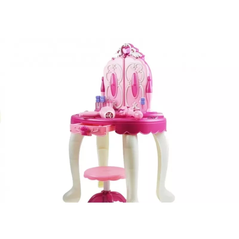 LEAN TOYS Toaletný stolík so svetlom a zvukom, stolička, MP3 vstup, mágia