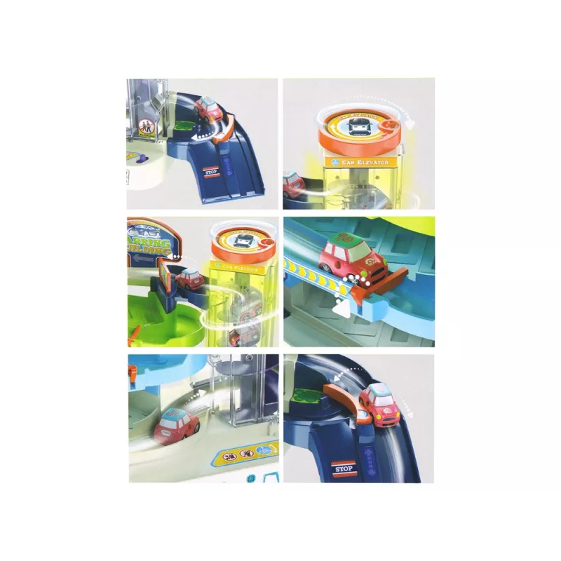 LEAN TOYS interaktívne viacposchodové parkovisko pre autá, svetlá a zvuky