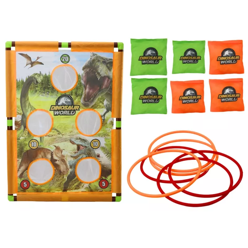 LEAN TOYS Arkádová hra Bag Throw Hoop 2v1 dinosaury doska