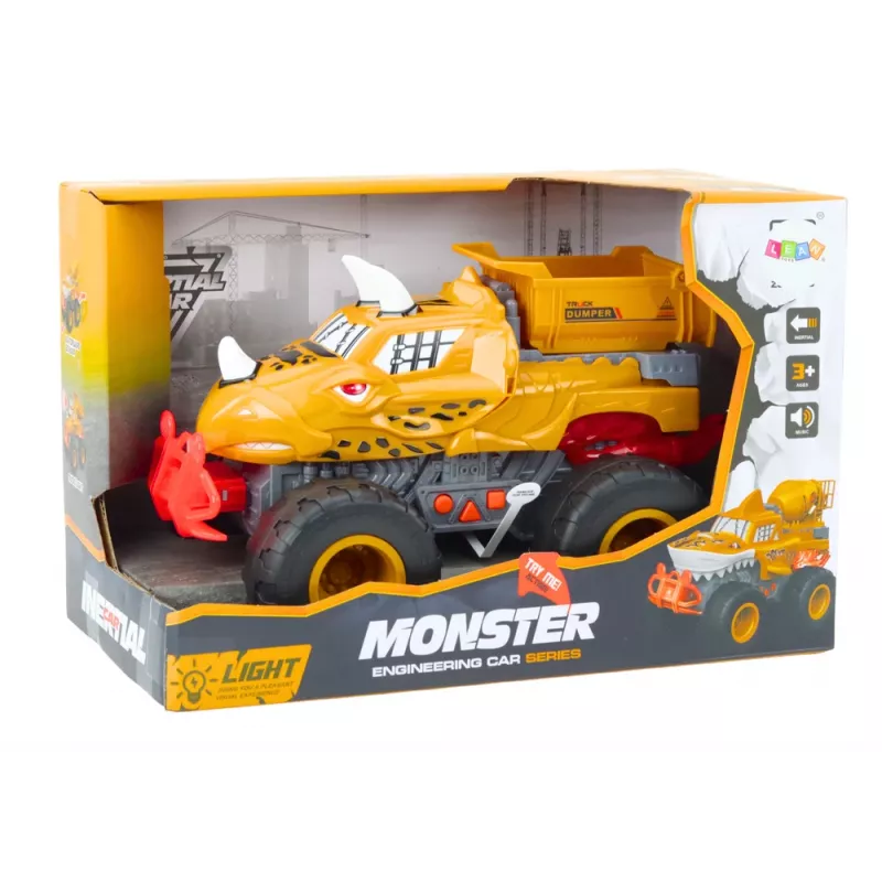 LEAN TOYS Off-road auto Dinosaur Friction Drive sklápačka oranžová