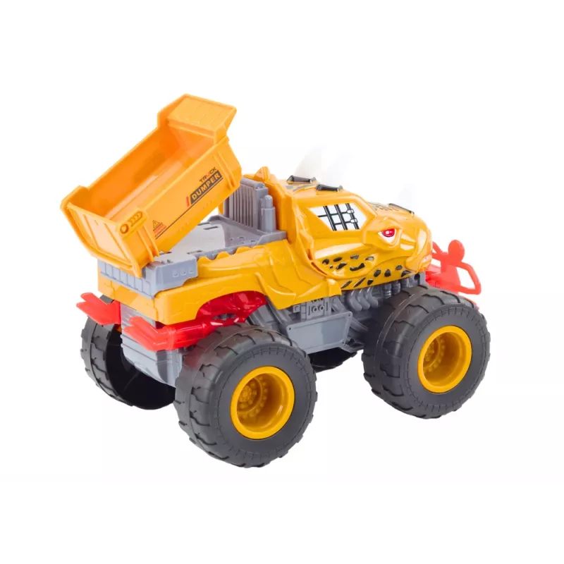 LEAN TOYS Off-road auto Dinosaur Friction Drive sklápačka oranžová