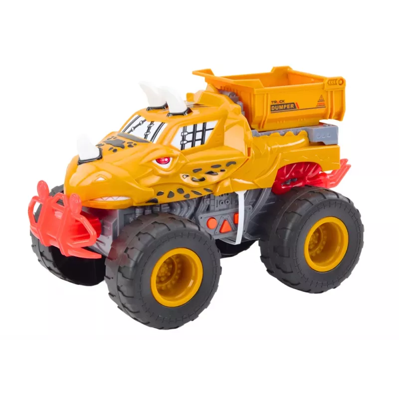 LEAN TOYS Off-road auto Dinosaur Friction Drive sklápačka oranžová