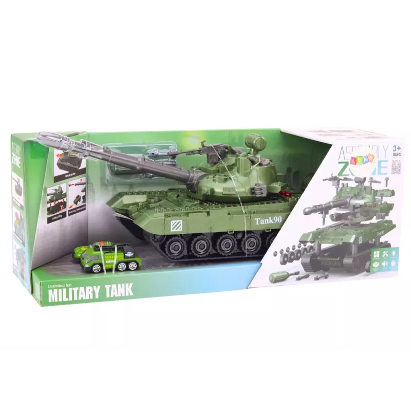 LEAN TOYS Tank vojenské vozidlo DIY rozoberanie zvuky sada pruženia