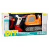 LEAN TOYS Kreslený pásový bager 3D drevené puzzle sada - oranžová