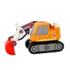 LEAN TOYS Kreslený pásový bager 3D drevené puzzle sada - oranžová