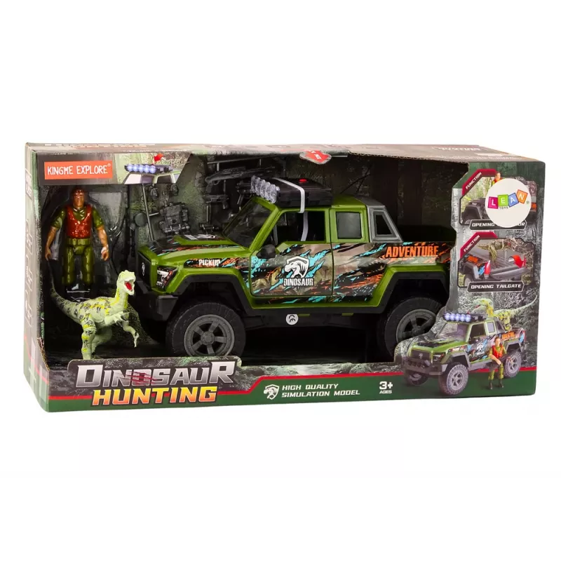 LEAN TOYS Off-Road Jagdwagen Hunter dinosaurus svetlá zvuky zelená