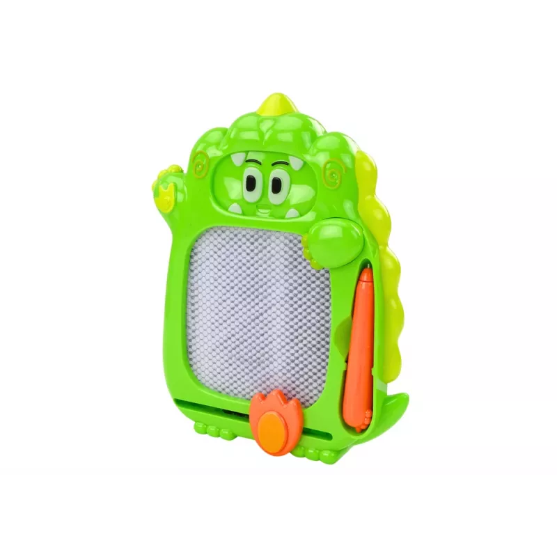 LEAN TOYS Kresliaca tabuľka vrecková hra 2v1 zelená dinosaury