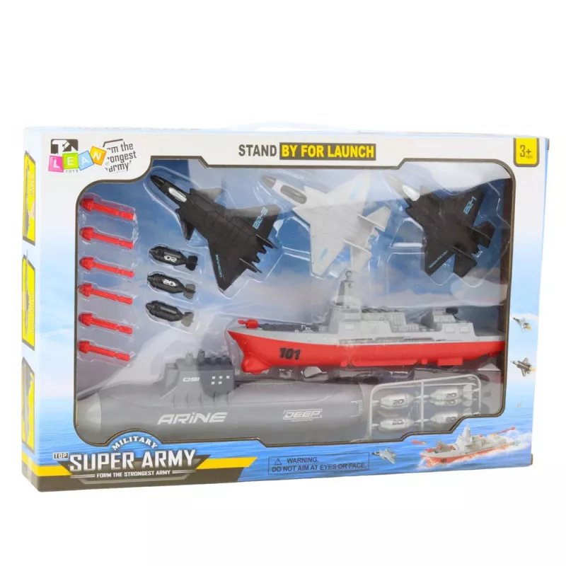 LEAN TOYS Vojenská sada loď ponorka stíhačky rakety