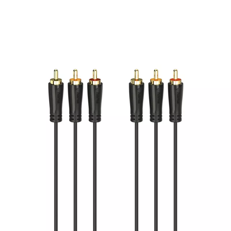 HAMA 3x RCA na 3x RCA audio/video kábel 3 m, pozlátené konektory
