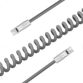 Newell kábel USB-C na USB-C 100W, 1,5m, silikónový, zvinutý, sivý
