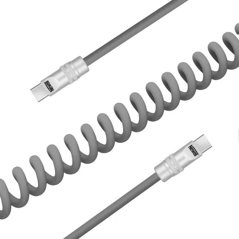 Newell kábel USB-C na USB-C 100W, 1,5m, silikónový, zvinutý, sivý