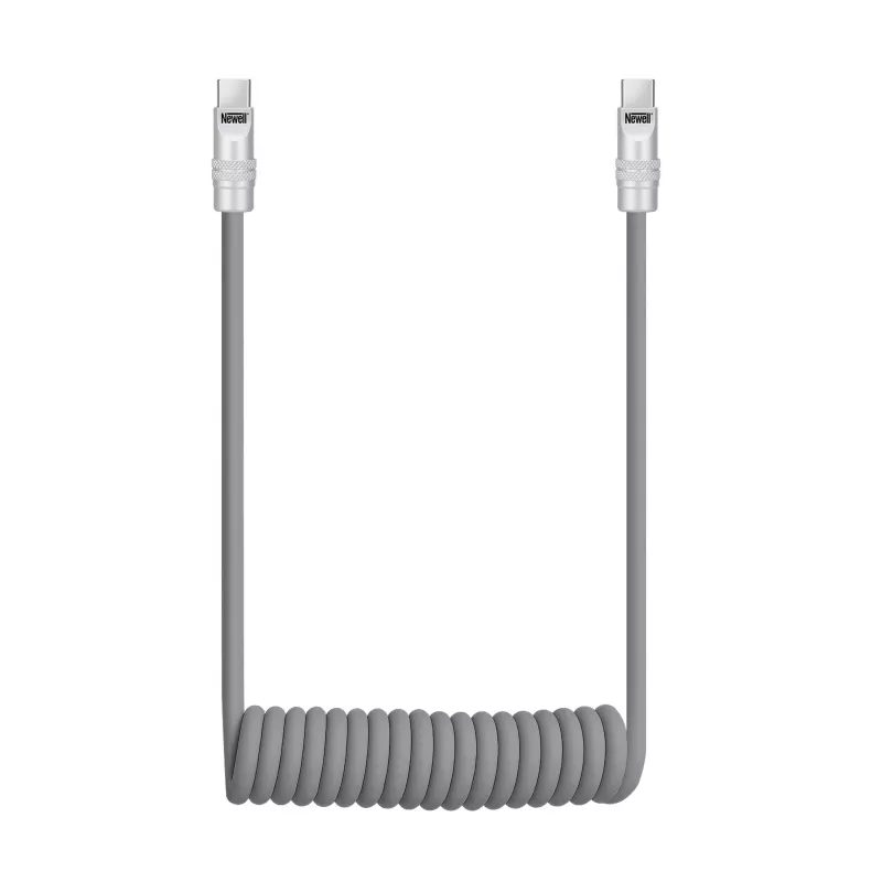 Newell kábel USB-C na USB-C 100W, 1,5m, silikónový, zvinutý, sivý