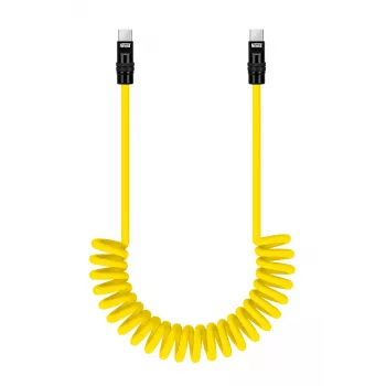 Newell kábel USB-C na USB-C 100W, 1,5m, silikónový, zvinutý, žlto-čierny