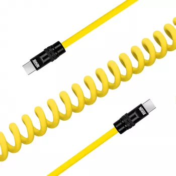 Newell kábel USB-C na USB-C 100W, 1,5m, silikónový, zvinutý, žlto-čierny