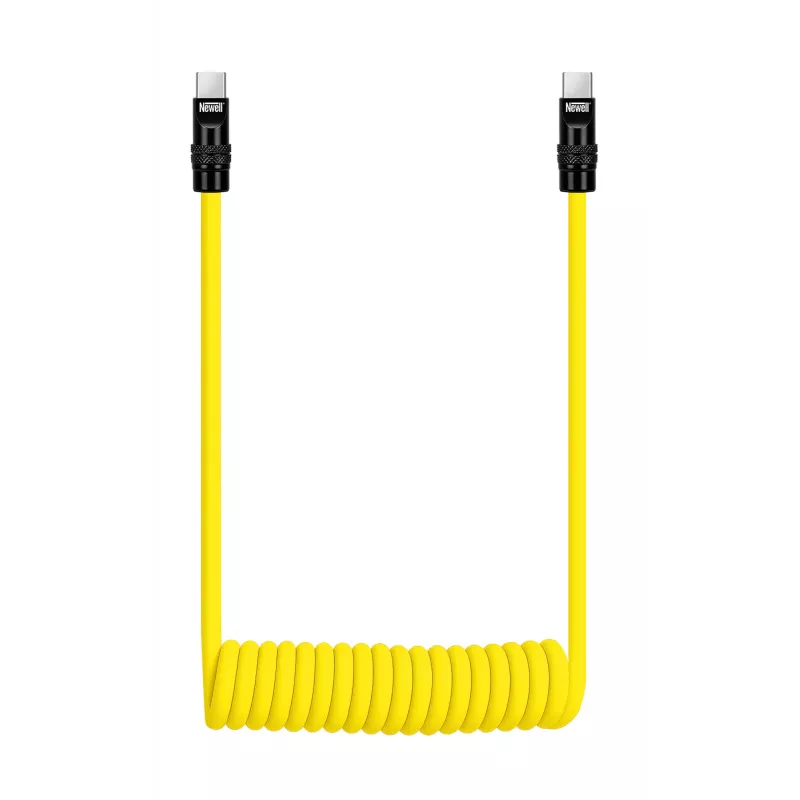 Newell kábel USB-C na USB-C 100W, 1,5m, silikónový, zvinutý, žlto-čierny