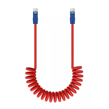 Newell kábel USB-C na USB-C 100W 1,5m silikónový špirálový červeno-tmavomodrý