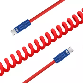 Newell kábel USB-C na USB-C 100W 1,5m silikónový špirálový červeno-tmavomodrý