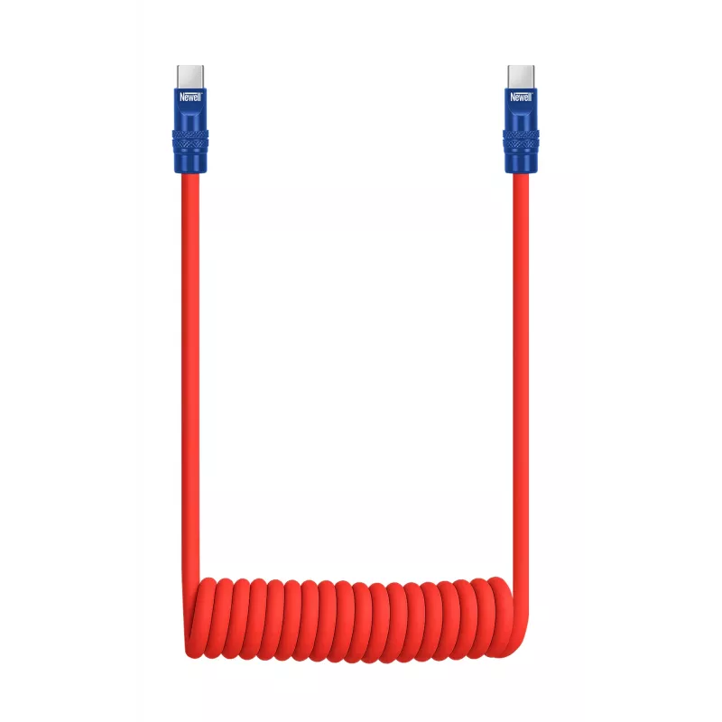 Newell kábel USB-C na USB-C 100W 1,5m silikónový špirálový červeno-tmavomodrý