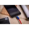 Newell kábel USB-C na USB-C 100W 1,5m silikónový špirálový červeno-tmavomodrý