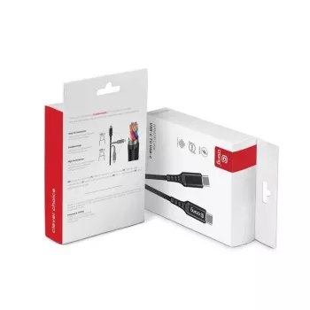 Crong Armor Link USB-C na USB-C kábel 100W PD 5A 200cm čierny