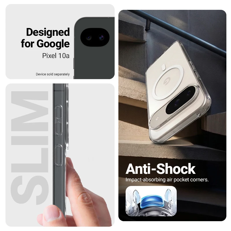 Crong Hybrid Clear Magnetic MagSafe Case pre Google Pixel 10a (transparentný)