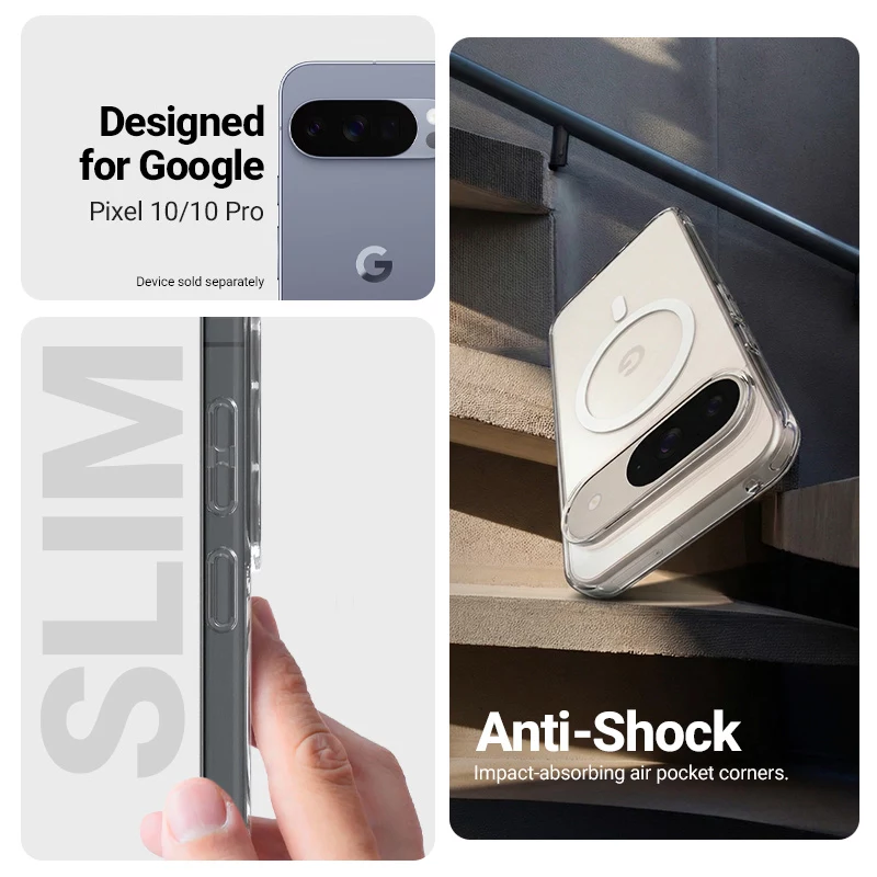 Crong Hybrid Clear Magnetic Case s MagSafe pre Google Pixel 10 / 10 Pro, transparentný