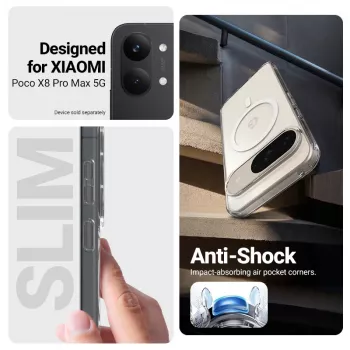 Crong Hybrid Clear Magnetic Case pre Xiaomi POCO X8 Pro Max 5G, transparentný, kompatibilné s MagSafe