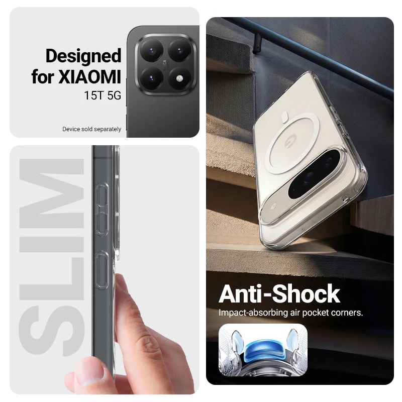 Crong Hybrid Clear Magnetic Case MagSafe pre Xiaomi 15T (transparentný)