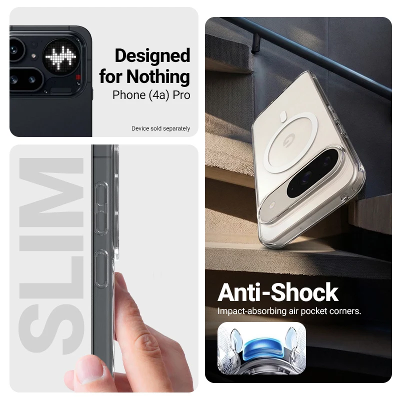 Crong Hybrid Clear Magnetic puzdro MagSafe pre Nothing Phone 4a Pro (priehľadné)