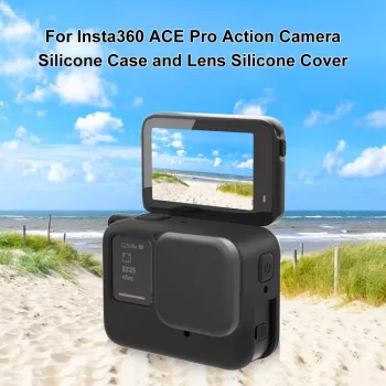 PULUZ silikónové ochranné puzdro s krytom objektívu pre Insta360 Ace Pro, čierne