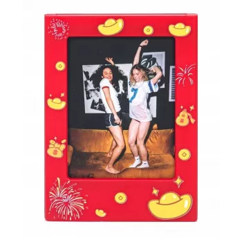 LOVEINSTANT 4x Magnetický rámik na fotografie pre Instax Mini, červená/zlatá