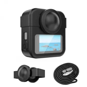 PULUZ 3-in-1 Sada ochranné puzdro, krytka objektívu, rukoväť pre GoPro Max 2 - čierna
