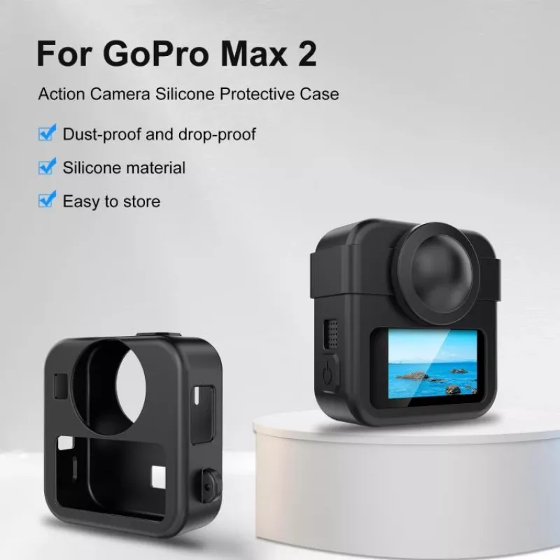 PULUZ 3-in-1 Sada ochranné puzdro, krytka objektívu, rukoväť pre GoPro Max 2 - čierna