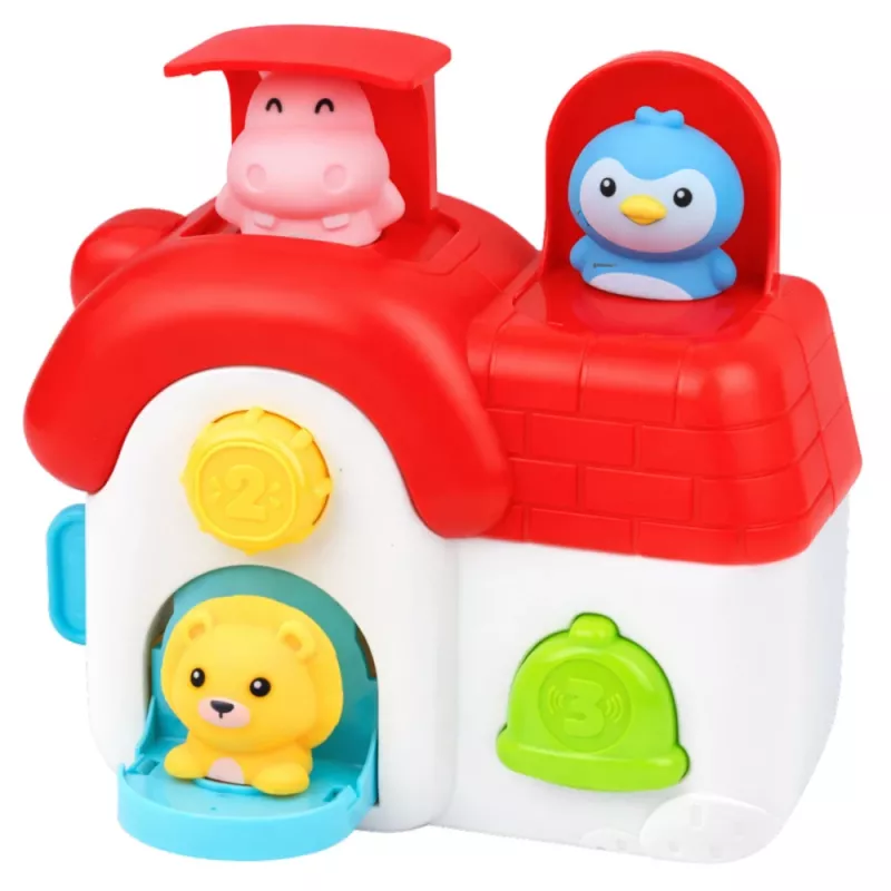 LEAN TOYS Interaktívny vzdelávací domček pre batoľatá - pop-up zvieratká