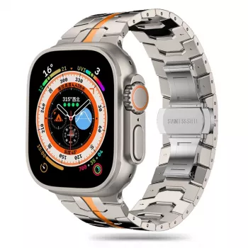 TECH-PROTECT STAINLESS LINE Apple Watch remienok 44/45/46/49 mm titán/oranžový