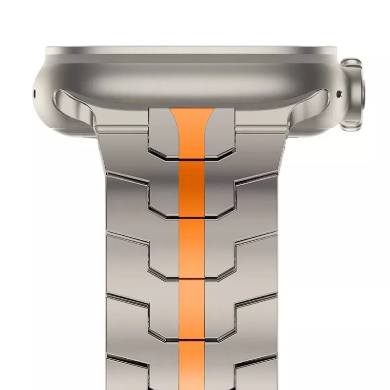 TECH-PROTECT STAINLESS LINE Apple Watch remienok 44/45/46/49 mm titán/oranžový
