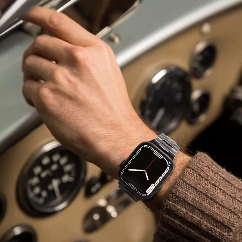 TECH-PROTECT STAINLESS LINE Apple Watch remienok 44/45/46/49 mm titán/oranžový