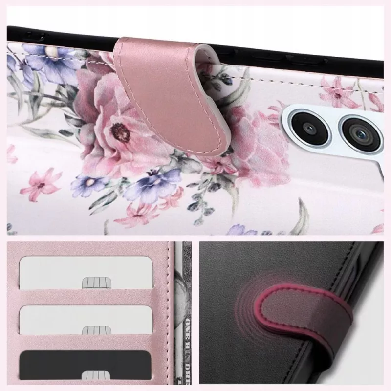 TECH-PROTECT puzdro s peňaženkou pre Redmi Note 13 Pro 5G / Poco X6 5G s priehradkou na karty, kvetinový